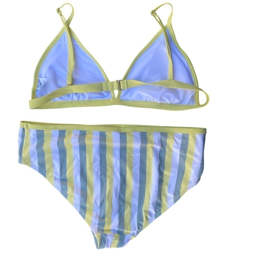 Kona Sol Bikini Yellow Gray Green Stripe Swim Suit Set - Picture 4 of 9